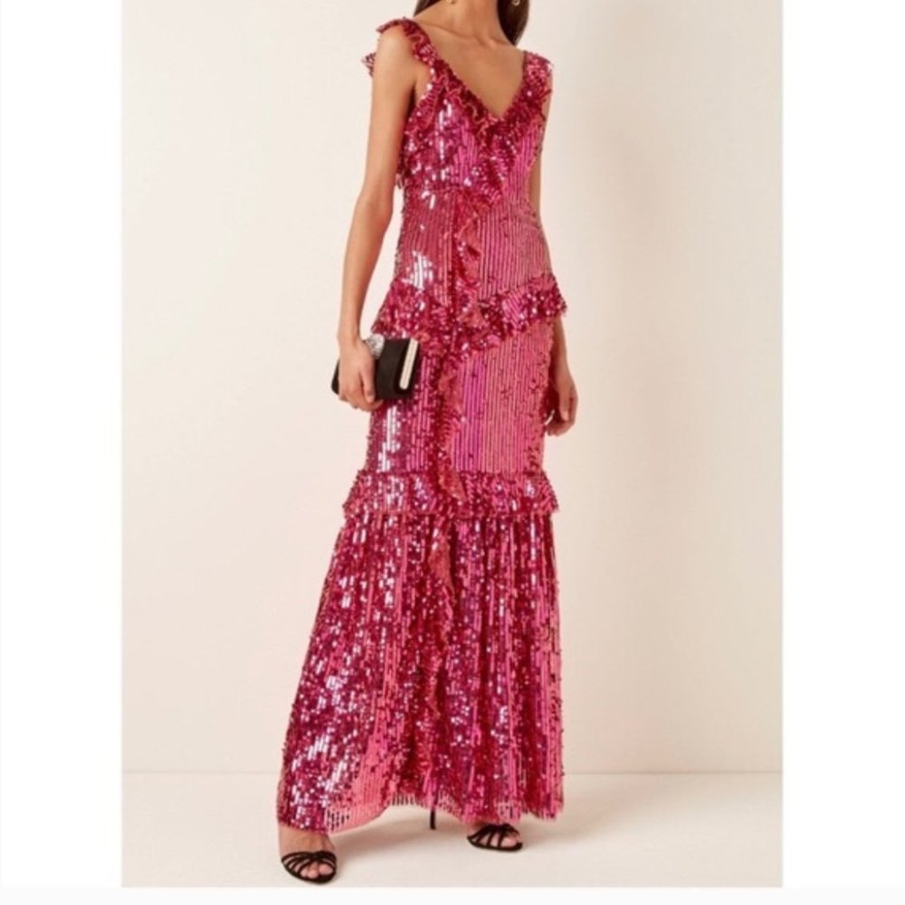 Needle and Thread Scarlett Pink Sequin Gown NWT